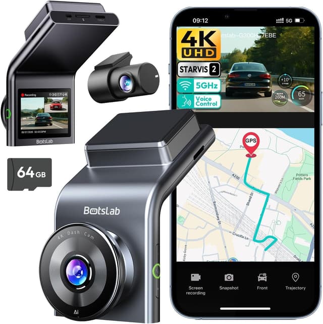 Imagen de BOTSLAB 4K Dual Dash Cam 64GB en OfertitasTOP
