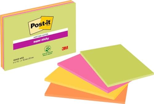 Detalle de Post-It Super Sticky Notas Grandes, Pack 4, Colores Brillantes 📝