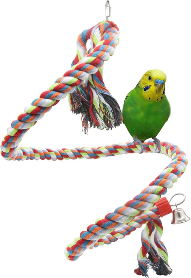 Detalle de JVHLOV 160cm Bird Standing Climbing Toy with Parrot Spiral Rope Swing