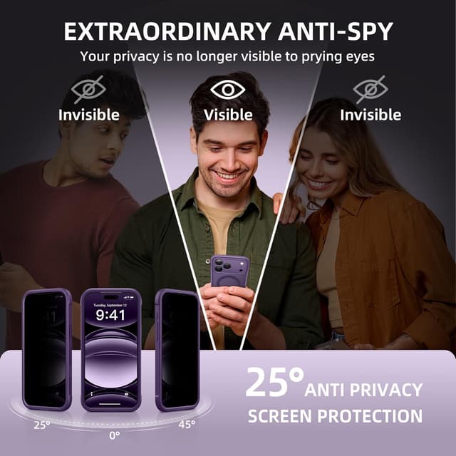 Detalle de BERFY iPhone 17 Pro Max Case with MagSafe, Built-in Privacy Screen Protector (6.9")