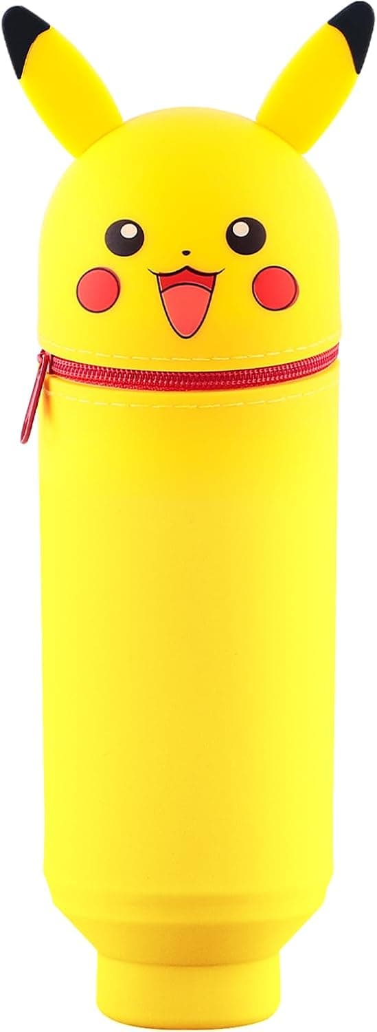 Detalle de Hkyiowdp Silikon-Federmäppchen mit Zip-Deckel (Blau, Cartoon-Motiv) – Silikontasche Etui