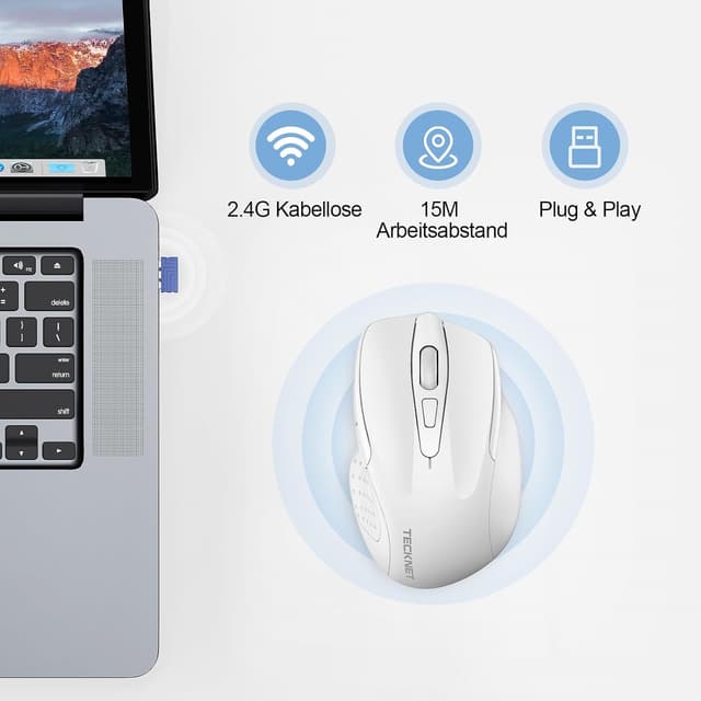 Thumbnail 4 de TECKNET Silent Kabellose Maus 4800 DPI