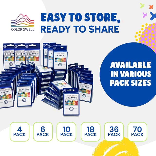 Detalle de Color Swell Bulk Crayons Packs (10 Boxes of 24 Vibrant Colors) for Home and School Use