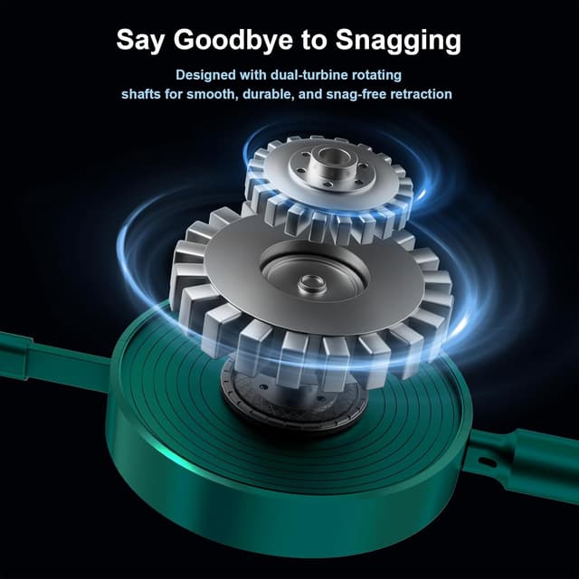 Detalle de 66W Multi Charger Cable 3-in-1 Retractable (6A) with Micro USB & USB-C Ports – Green