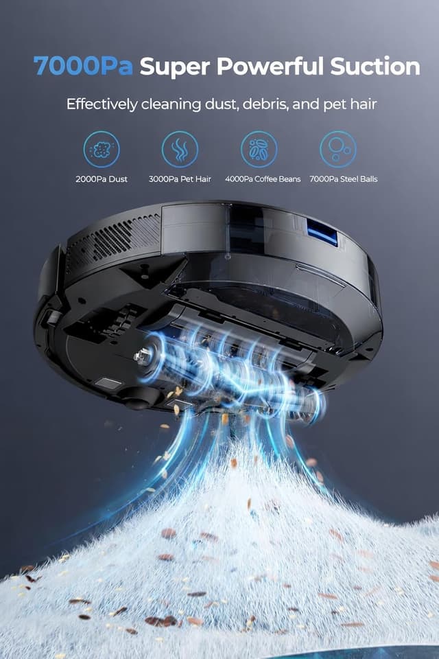 Detalle 2 de Laresar Clean Mars01 robot vacuum and mop with Lidar, 7000Pa suction and app/voice control