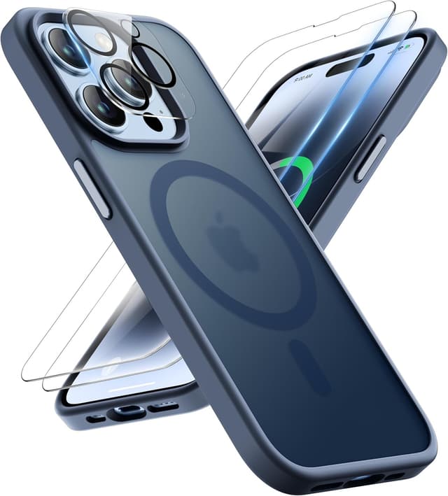 Detalle de ORETECH Hülle für iPhone 14 Pro Max (6,7 Zoll) mit Mag-Safe, stoßfest & transluzenter Rückseite inkl. Schutzfolien