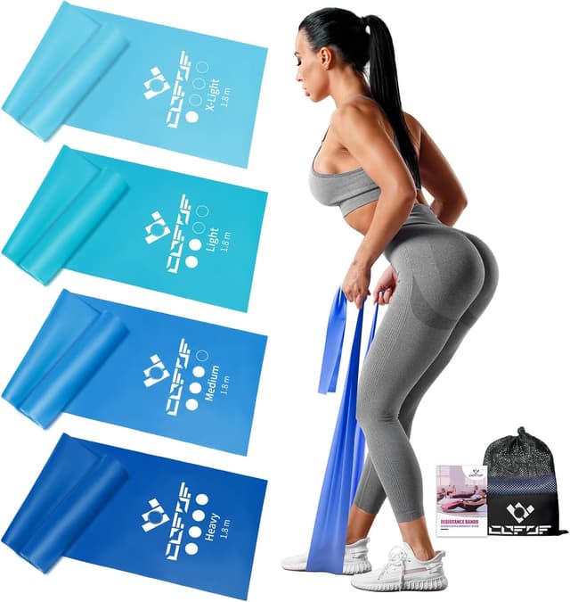 Detalle de COFOF Fitnessbänder 4er-Set (4 Widerstandsstufen) für Yoga, Pilates & Rehabilitation