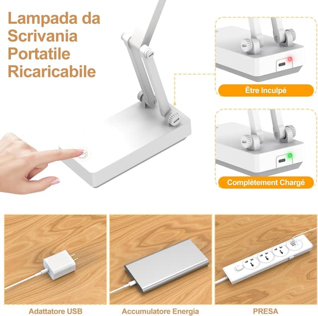 Thumbnail 3 de Lampada da Tavolo LED Ricaricabile 3 Modalità
