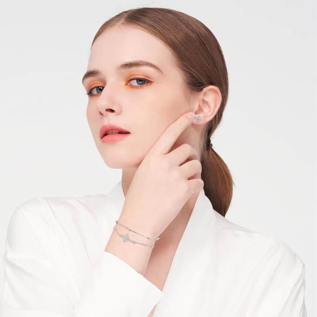 Detalle de Bracelet croix argent 925 réglable 16cm+4