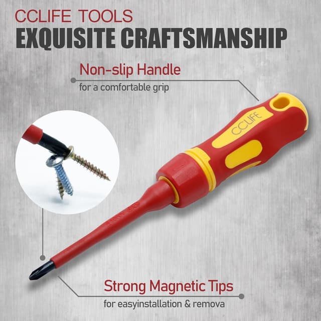 Detalle de Set Cacciaviti Elettricista CCLIFE da 13 pezzi VDE 1000 V con punte magnetiche intercambiabili