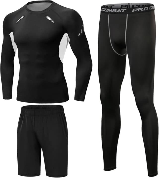 Thumbnail 6 de Ensemble compression homme Terecey (3 pièces) : t-shirt manches longues + legging + shorts de sport