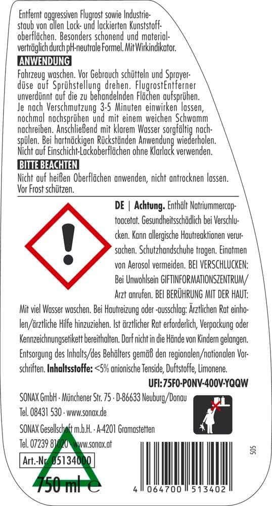 Thumbnail 1 de SONAX FlugrostEntferner 750 ml
