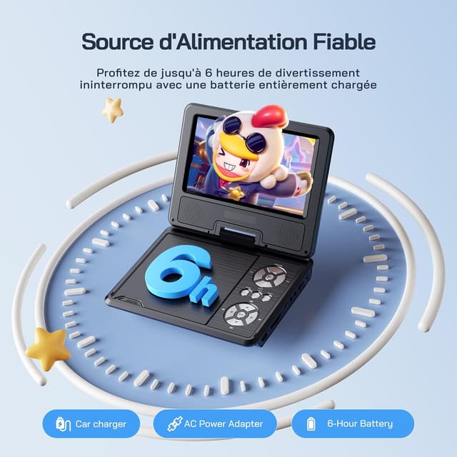 Thumbnail 2 de WOLFANG 9,5" Lecteur DVD Portable 6 heures