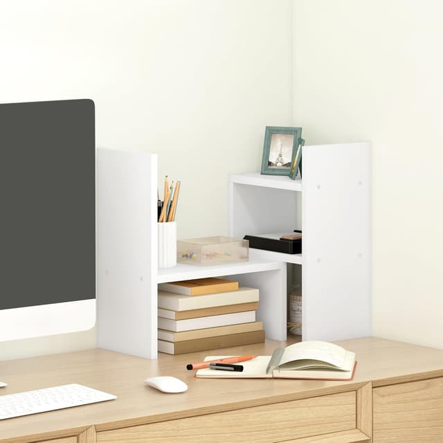 Detalle 2 de HOMCOM Étagère de bureau modulable à poser (2 pièces) en MDF mélaminé, blanc