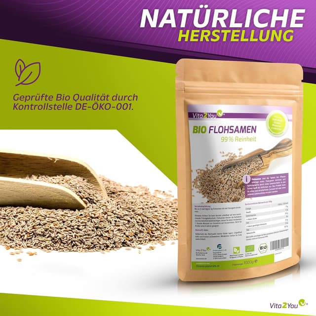 Thumbnail 4 de Vita2You Flohsamen 1 kg 99% Reinheit đ±