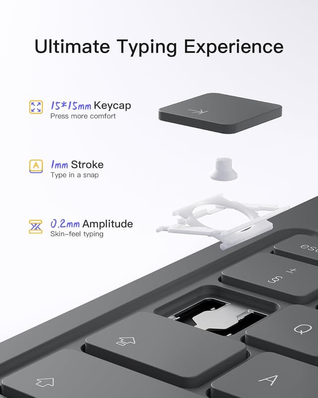 Thumbnail 6 de Inateck Keyboard Case for iPad 10th Gen / A16 iPad 11th Gen (2025) and iPad Air/Pro 11-inch – Ultralight grey with pen holder (BK2007)