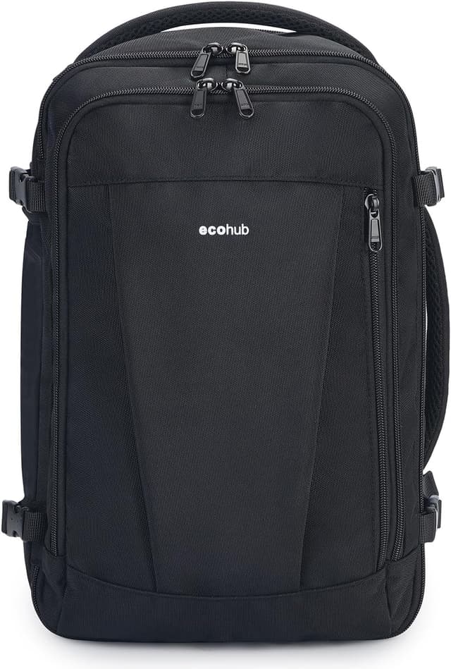 Detalle de ECOHUB Ryanair cabin bag 40x20x25 underseat travel bag with 9 pockets and USB port, 20L (black)