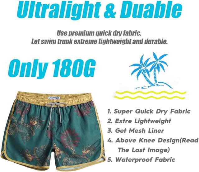 Detalle de MaaMgic costume uomo mare vintage a asciugatura rapida con fodera in rete e 3 tasche