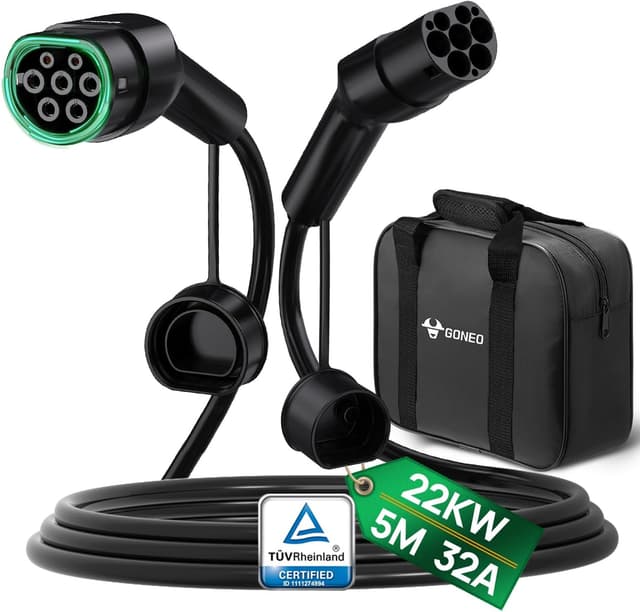 Detalle de GONEO Type 2 to Type 2 22kW 32A 5m Mode 3 EV Charging Cable (3‑phase)