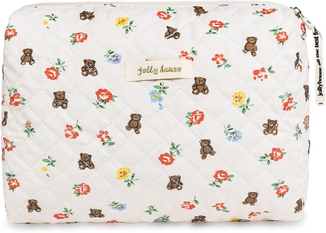 Detalle de Aucuu Borsa da toilette da viaggio floreale in cotone con organizer e tasca a coulisse