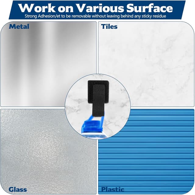 Detalle de 40x selbstklebende Kabelhalter mit Nylon-Klettband für den Schreibtisch (Kabelmanagement unter dem Tisch)