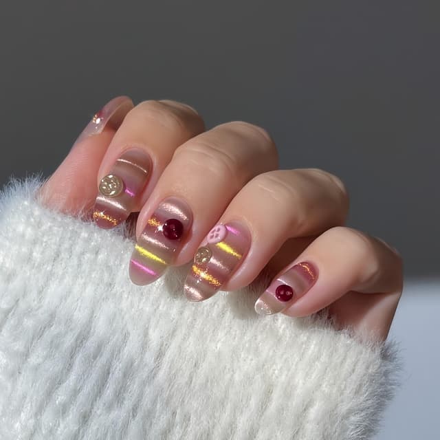 Detalle de Senvenski Gelatina Vetro Cat Eye smalto semipermanente con bacchetta magnetica (oro rosa, 15 ml)