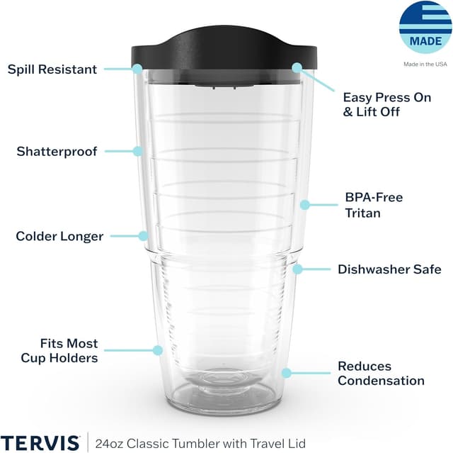 Detalle de Tervis Double-Wall Insulated UM Wolverines Tumbler (24 oz) — Made in USA
