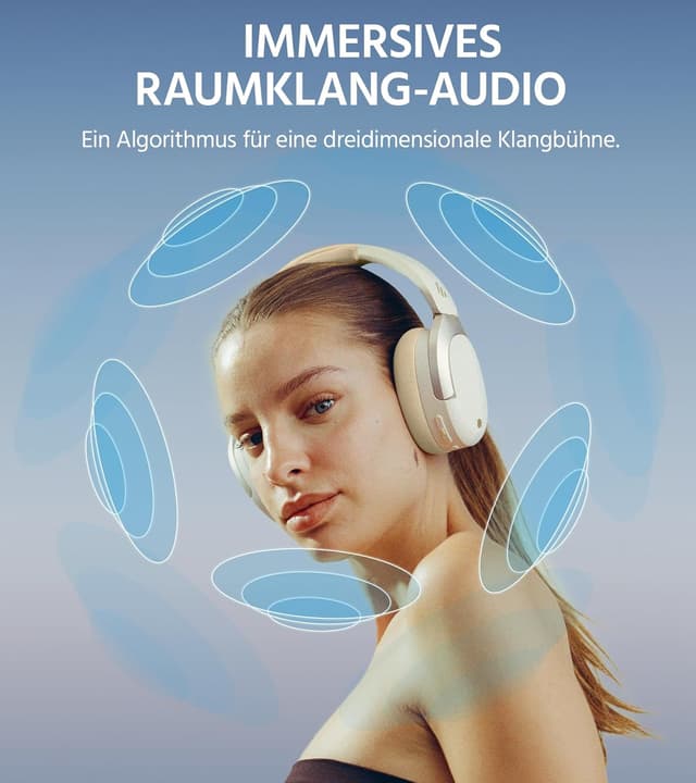 Detalle 2 de Edifier W830NB Wireless Over-Ear Kopfhörer mit -45 dB ANC, bis zu 94 Std. Akku und LDAC Hi-Res Sound (Elfenbein)