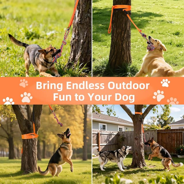 Thumbnail 6 de Tivray Outdoor Bungee Tug Toy with 3 Dog Chew Ropes (Tree Hanging Bungee Tugger) – Orange/Black