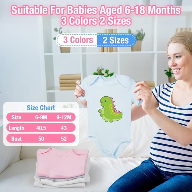 Detalle de Aolso baby painting bibs set (6 bibs, 6 bodysuits) with textile pens and stencils for 6–9 months