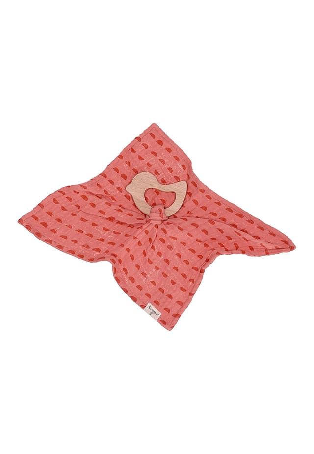 Detalle de Sterntaler Baby Schmusetuch Enna & Otti mit Beißring – Bio-Koralle, waschbar (unisex)
