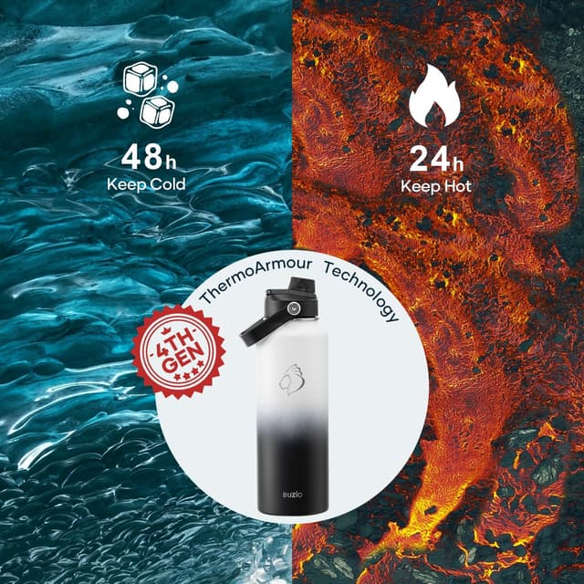 Detalle 2 de BUZIO borraccia termica in acciaio inox tripla parete, 48h freddo e 24h caldo (senza BPA)