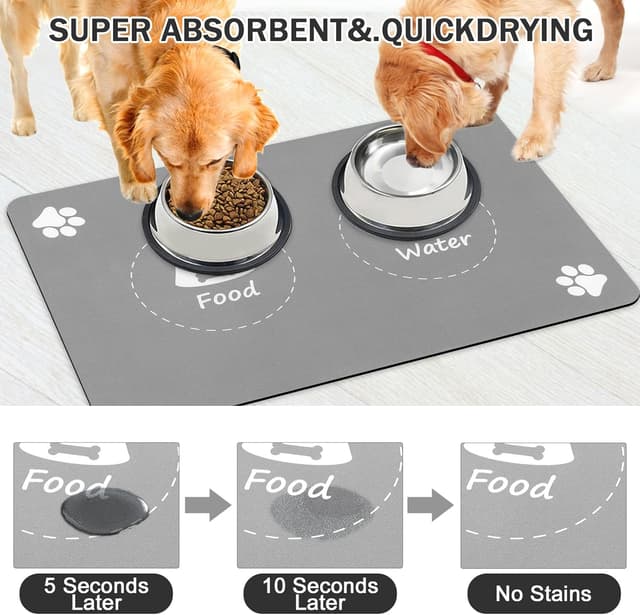 Detalle de Mavicen Dog Feeding Mat (40 x 60cm) – absorbent, non-slip, waterproof placemats for food and water