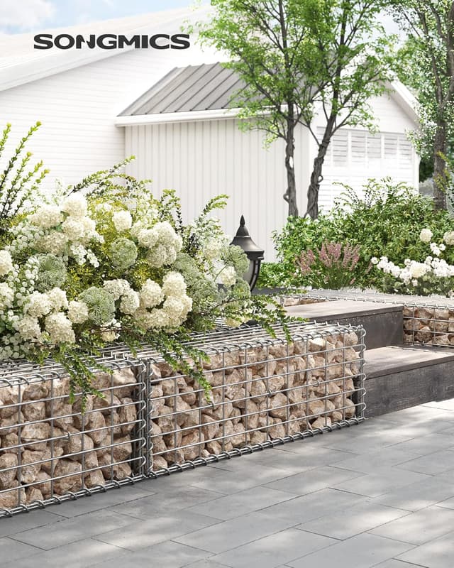 Detalle 2 de SONGMICS Gabionenkörbe 100 x 30 x 30 cm