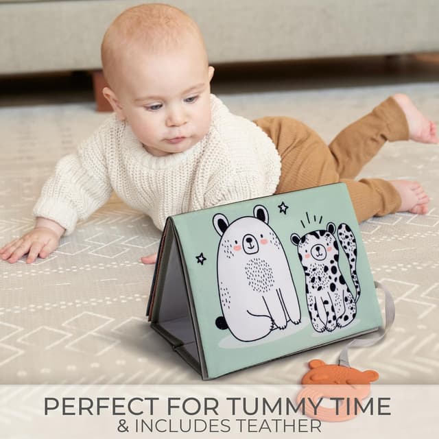 Detalle de Soft Tummy Time Book with Mirror Baby Toy 📘