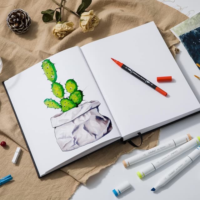 Thumbnail 6 de Ohuhu Alkoholmarker Skizzenbuch (21x21 cm) – säurefreies 200 g/m² Papier, 156 Seiten Hardcover