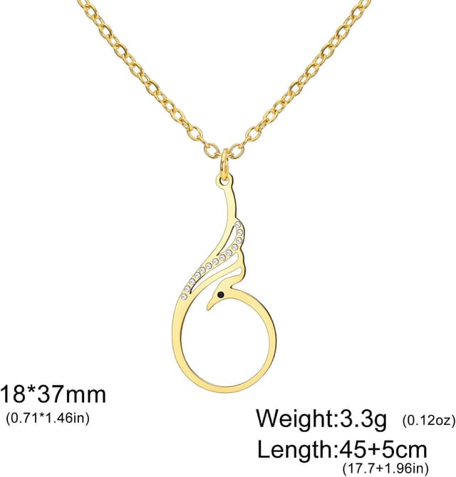 Detalle 2 de VASSAGO Phönix-Halskette für Damen aus Edelstahl – Anhänger „Feuervogel“ als Symbol für Glück und Erneuerung