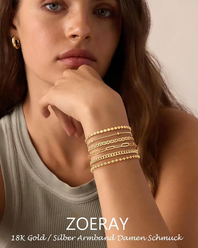 Detalle 2 de ZOERAY Armband Set für Damen, 18K vergoldet