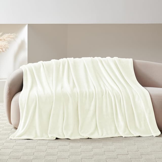 Detalle de WAVVE Kuscheldecke Flauschig – Sofadecke 150x200 cm aus Microfaser, Creme