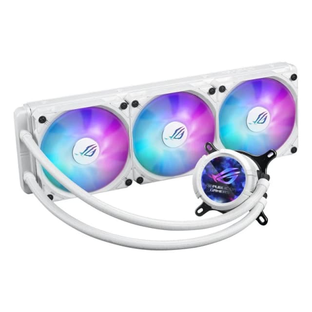 Detalle de ASUS ROG Strix LC III 360 ARGB White Edition — refrigeración líquida 360mm