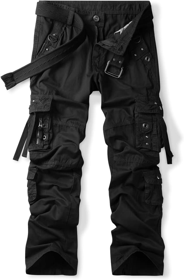 Detalle de Aeslech men’s 100% cotton cargo trousers (baggy work/hiking) with pockets – no belt