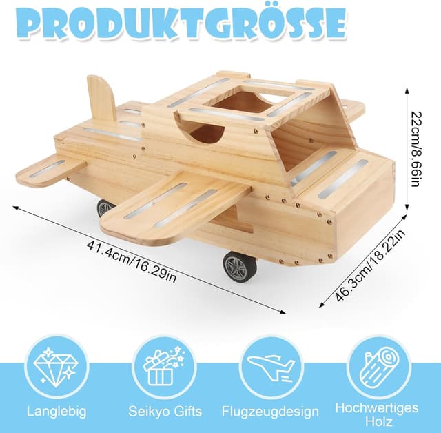 Detalle 2 de Magnetisches Holzregal für Toniebox 2/1 & Tonies – Regal kompatibel (Wooden Flugzeug)