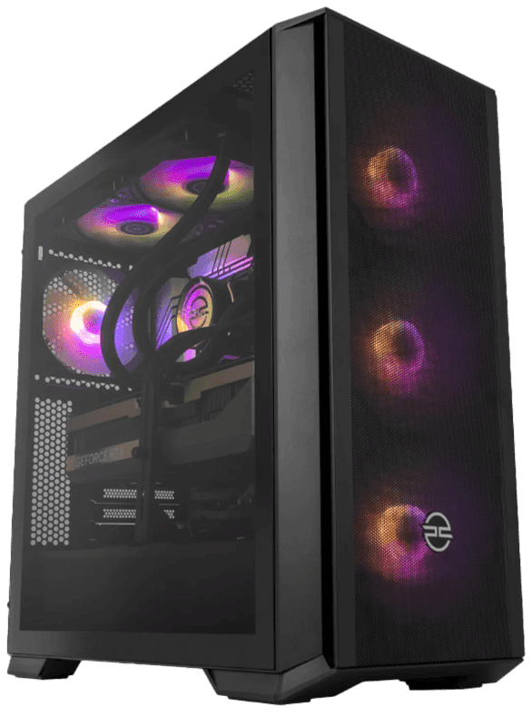 Detalle de PCSpecialist Impact 308 Gaming-PC mit AMD Ryzen 7 9800X3D, 64 GB RAM und RTX 5090