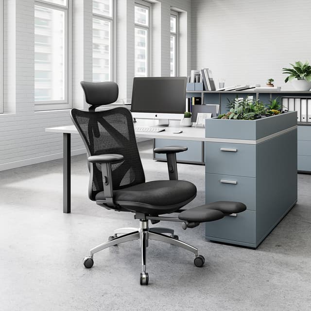 Detalle 2 de SIHOO M18M156 chaise de bureau ergonomique avec repose-pieds et appui-tête noir