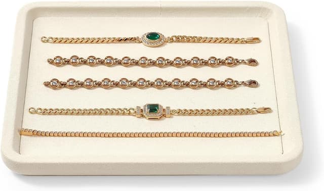 Thumbnail 1 de Papten Bandeja de microfibra para joyas, apilable, beige