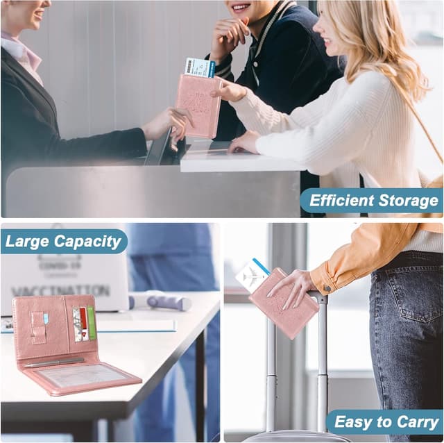 Detalle de DMLuna Premium PU Leather Passport Holder with RFID Blocking