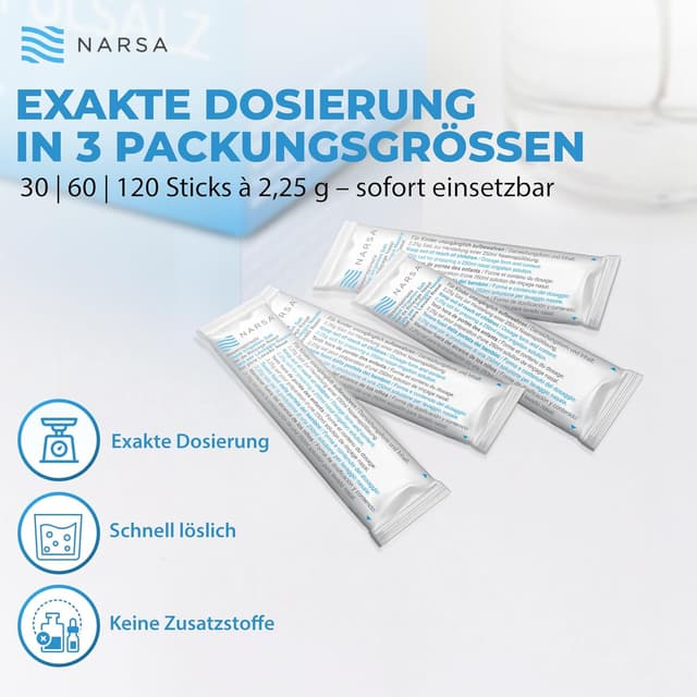 Detalle de NARSA Nasenspülsalz 60er Pack (60 Beutel mit je 2,25 g) für die Nasendusche