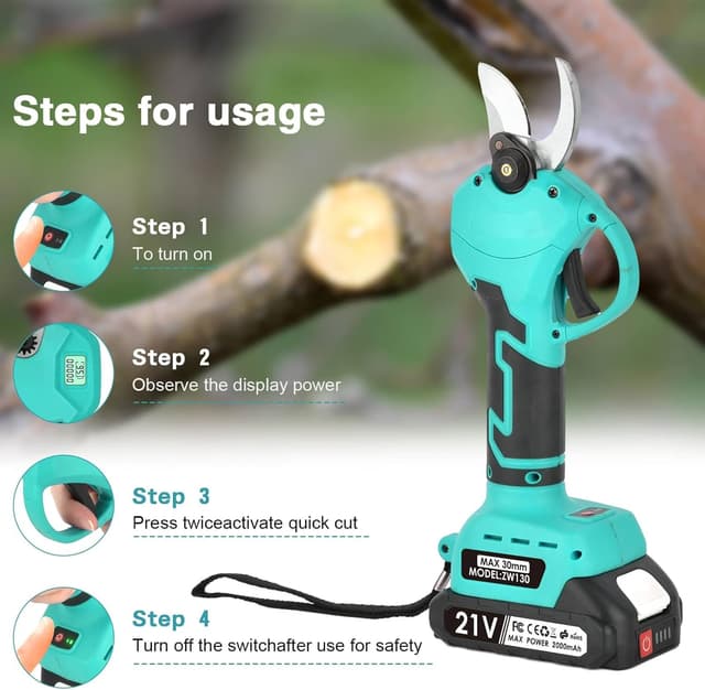 Thumbnail 5 de NUZEKY Tijeras de podar eléctricas 30 mm