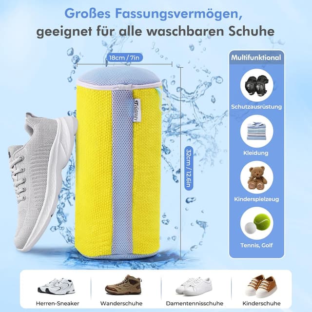 Thumbnail 6 de Teletrogy 2er-Pack Schuhwaschbeutel für Waschmaschine (3D-Netz, versteckter Reißverschluss) bis EU 46