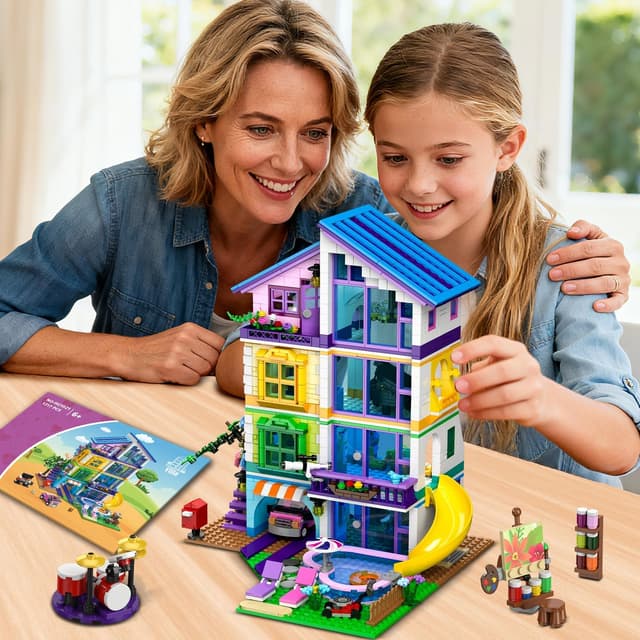 Thumbnail 6 de CUBIMANA Friends Mädchen Haus Bauspielzeug 4 Etagen
